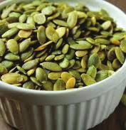Pepitas (Pumpkin Seeds) Spicy Pepitas 2 tsp extra-virgin olive oil 1 tsp chili powder 1 cup whole raw pepitas seeds Pesto Pepitas 2 tsp extra-virgin olive oil 1 tsp simply organic pesto powder 1 cup