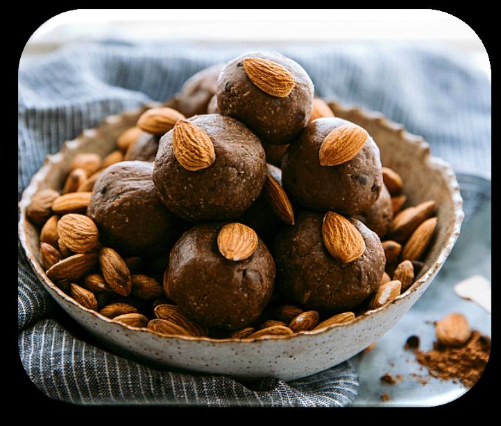 CHOCOLATE-COVERED ALMOND These delicious little no bake energy bites are the perfect healthy snack! PREP: 15 MINS TOTAL: 15 MINS YIELD: ABOUT _ 14-16, 1 ENERGY BITES Example: 4t e1t+1t.
