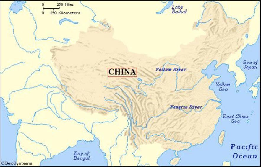 Ancient China The Yellow (Huang He) and Yangtze Rivers.
