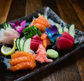 pieces sashimi LARGE 10 pieces nigiri sushi, 6 pieces maki sushi & approx 60 18 pieces sashimi 4 MAGURO aburi