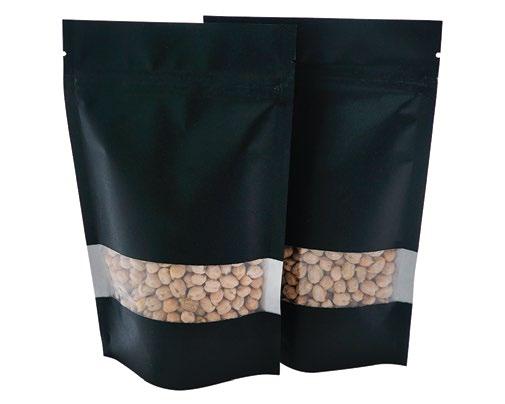 13 Stand up pouch with zipper black paper & green Paper with full rectangle window : Stand up pouch with zipper is now available in brown paper / white paper on back side and full rectangle window