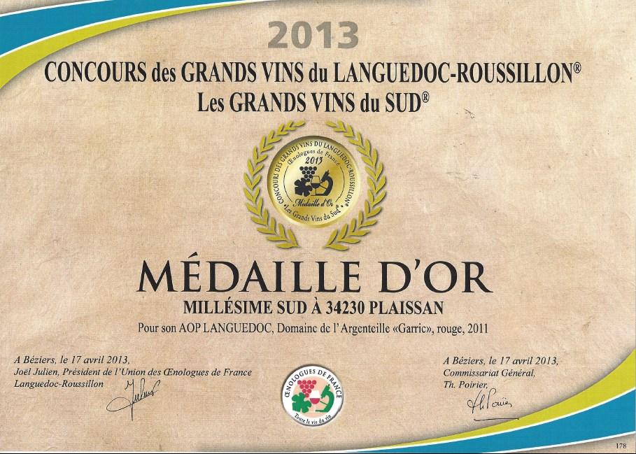 Languedoc red 2011 Gold Medal Concours