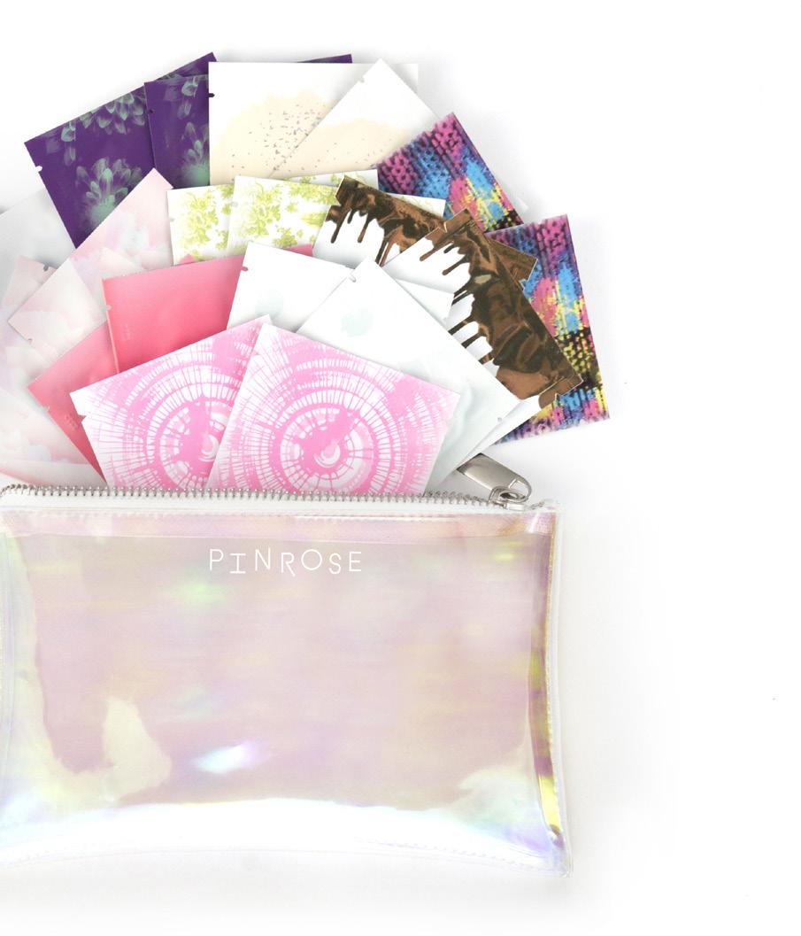 TRY THEM ALL! PARFUM á-go -go! TWENTY PERFUME WIPES FOR MOVERS & SHAKERS Explore the entire Pinrose Collection. Each wipe contains a perfectly measured dose of fragrance on a towelette.