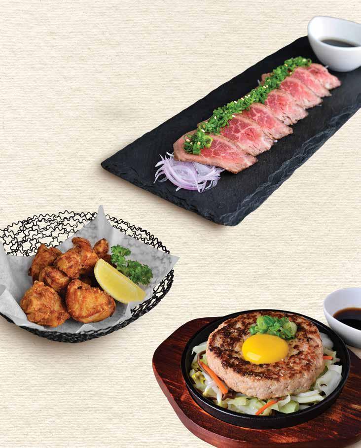 A La Carte BEEF TATAKI $16 牛たたき Prime beef slices, pan-seared and served with homemade dipping sauce.