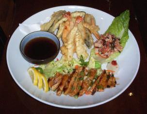 available 40 chef s choice of 8 pcs nigiri, tuna roll, cucumber roll & assorted fresh sashimi seaweed salad, squid