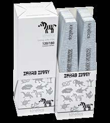 Artikuls KF100 KFK100 Vīle Zebra Ziggy 120/180 griti. Piemērota nagu pieaudzēšanai un profilaksei.