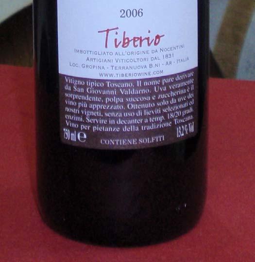 out the use of selected yeasts or enzymes. A wine to go with typical Tuscan dishes. Sangiovese i.g.t. TIBERIO Produced with 100% Sangiovese grapes, a characteristic balance between elegance and personality, a magnificent expression of this terroir.
