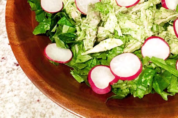 SALADS Chicken with Creamy Cilantro Sauce Prep time: 10 minutes - Yield: 2 servings ½ avocado 1 tablespoon avocado oil mayonnaise ¼ to ⅓ cup packed fresh cilantro, stems removed 1 tablespoon fresh