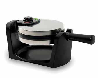 6201 ROTARY WAFFLE MAKER Rotary function for even cooking, browning control selector and dual ready-light. Stores vertically or horizontally.