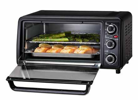 KITCHEN ELECTRICS 21 74107 CONVECTION COUNTERTOP OVEN Large-capacity, convection countertop oven can bake a standard, 12-in. frozen pizza or toast 6 slices of bread.