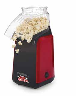 8 KITCHEN ELECTRICS 82421 AIR CRAZY MINI Pops up to 8 cups (2 quarts) of healthy and delicious popcorn in under 3 minutes, faster than a microwave!