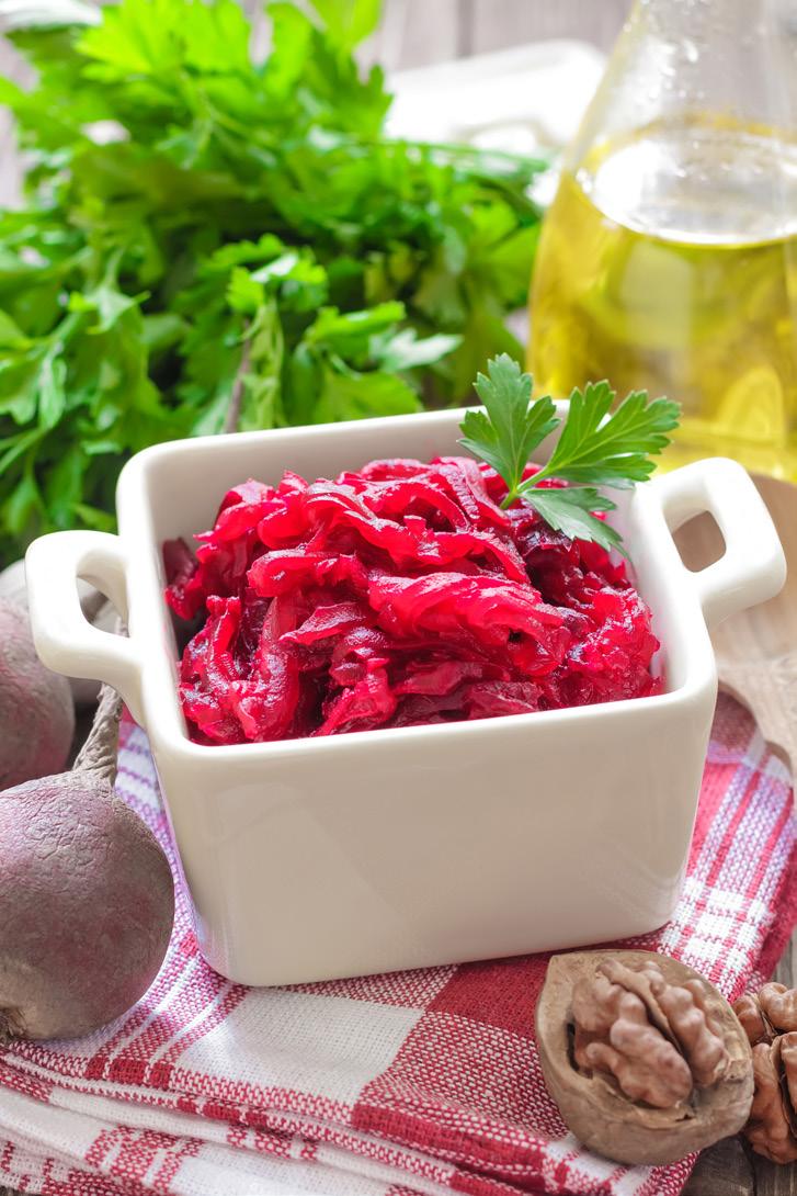 Beet Salad 1 lb. beets, peeled and grated 4 sticks celery, finely chopped 2 tbsps. of apple juice 1 tbsp.