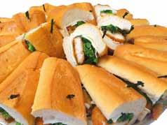 Chicken Cutlet Hoagie Tray (12-15 guests, one size only) Each 12 inch hoagie is cut into three portions. Arranged on a party tray.