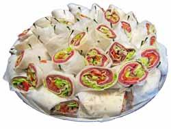 Chicken Cutlet Hoagie tray Wrap Tray (2 pieces per guest) Each wrap is cut into two portions. Arranged on a party tray.
