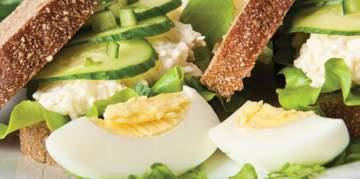 Recipes Egg Salad INGREDIENTS 12 hard-boiled eggs, cooled and peeled 1-2 stalks celery ⅔ cup mayonnaise ¼ cup Dijon-style mustard ½ tbsp salt ¼ tsp black pepper DIRECTIONS Finely