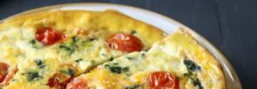 Recipes Tomato and Spinach FritTata INGREDIENTS 3 eggs (or 2 egg whites and 2 eggs) ½ cup spinach, chopped 3 cherry tomatoes, halved 3 basil leaves, cut into thin strips 2 tbsp shredded mozzarella