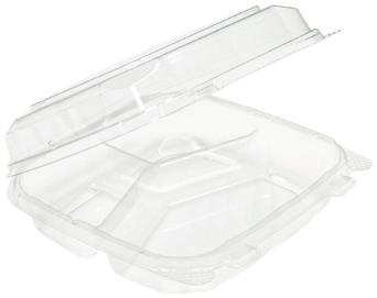 YCA910480000 YCA910640000 Item Number Description Dimensions CS Pack Clear Hinged Lid Containers YCASH10500000 5" 1-Compartment SS HLC-RPET 5.43 5.29 2.