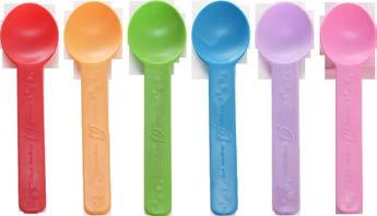 Bio-Based Colored Spoon (Heavy-Weight) COLOR TYPE Tomato Red Spoon 100/bag; 10/case KE-U2300 (Red) Tangerine Orange Spoon 100/bag; 10/case KE-U2300 (Orange) Green Spoon 100/bag; 10/case KE-U2300