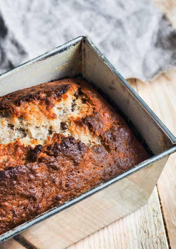 Ginger Banana Bread PORTIONS 8 COOKING TIME 45 MINUTES 250g self-raising flour 2 tsp ground ginger 125g treacle 125g butter 175g golden syrup 1 egg 2 large bananas (mashed) 1.