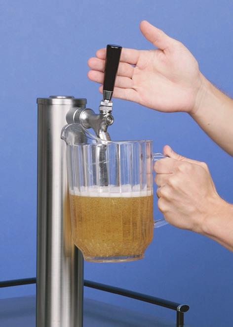 Tilt the pitcher so that the bottom of the TurboTap touches the side.
