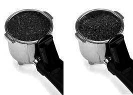 filter for 1 or 2 cups and the larger filter for 2 or 4 cups). Do not fill above the 2 or 4 cup mark. Distribute the ground coffee evenly and press it lightly with the measuring spoon (Fig 3 and 4).