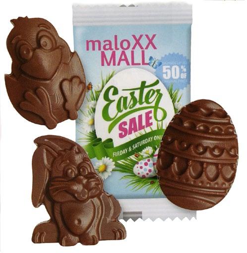 Chocolate Shapes Chocolate shapes with Easter motifs (Easter bunny, Easter egg, Easter chick) mixed