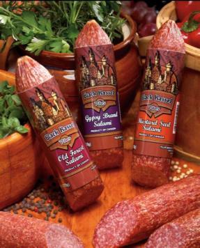 Mailander Brand Salami - A pure pork product stuffed into a unique clover leaf shaped brown casing. The heavy smoked note and coarse ground pepper produces a rich and tangy flavor.