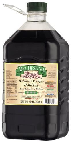 Del Destino Vinegars Balsamic vinegar is made from fermented concentrated grape must (grape juice), and gets its dark color and pungent sweetness from aging in oak barrels over a period of many years.