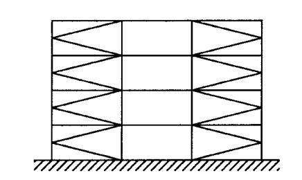 7 - Khung chịu mômen kết hợp với hệ giằng đúng tâm (vùng tiêu tán năng lượng nằm trong khung chịu mômen và trong các thanh chéo chịu kéo).