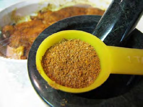 Moroccan Spice Mix Serve: 20 1 grated orange, zest of (1 tablespoon) 2 teaspoons ground cumin 2 teaspoons ground coriander 2 teaspoons ground ginger 1 teaspoon hot chili powder 1 teaspoon fresh