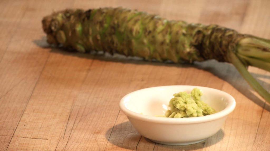 Wasabi Paste One wasabi rhizome Water Yield: 1/2 cup Remove the leaves and cut off any bumps or marks on the rhizome.