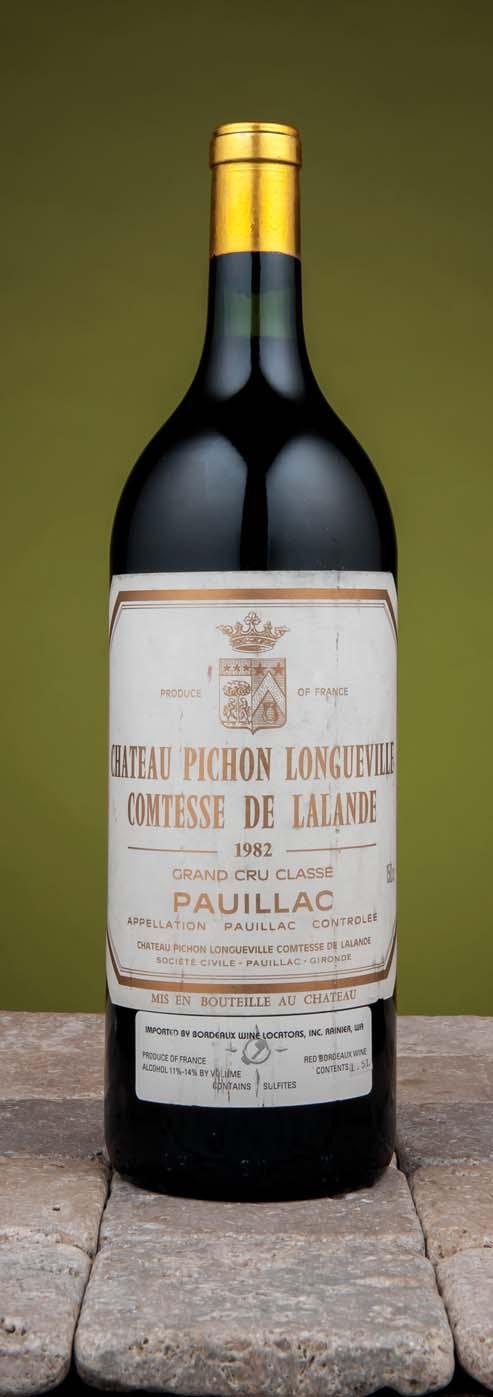 Château Pichon-Longueville, Lalande 1982 Pauillac, 2me cru classé Bottles: Two top shoulder, one very high shoulder level; one label damp stained and peeling; two label designs; Magnum: one slight