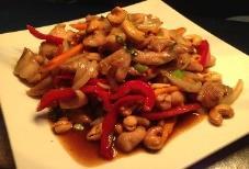 90 (Deep fried chicken stir fry with cashew nut, capsicum, onion, spring onion) Kang Kung Stir Fry 14.90 Add Fried Pork Crackling extra $5.