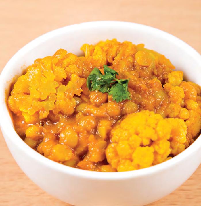 Lentil & Cauliflower Dal Ingredients Dal (yellow lentils)... ½ cup Reduced salt chicken stock... 1 cup Cauliflower (raw, cut into small florets)... 1 cup Indian curry paste... 1 Tbsp Canola oil.