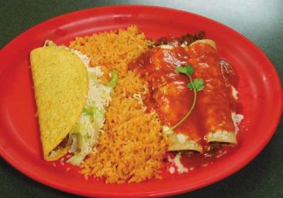 One enchilada, one chile relleno with rice & beans. #8. One beef enchilada, one taco with rice & beans. #9. One chalupa, one burrito & beans. #10. Two beef tacos with rice & beans. #11.
