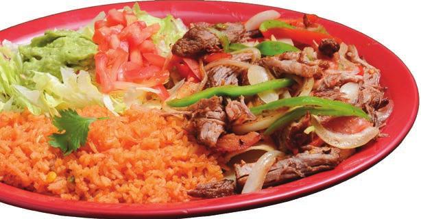 Especial Dinners Chile Verde Fried beef tips with green tomatillo sauce, served with rice, beans & tortillas... $13.
