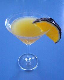 Cloudberry Liqueur from Finland, orange juice, and lemon juice for Vitamin C, tamarind which signifies love, and dark chocolate orange slices to finish this gorgeous cocktail.