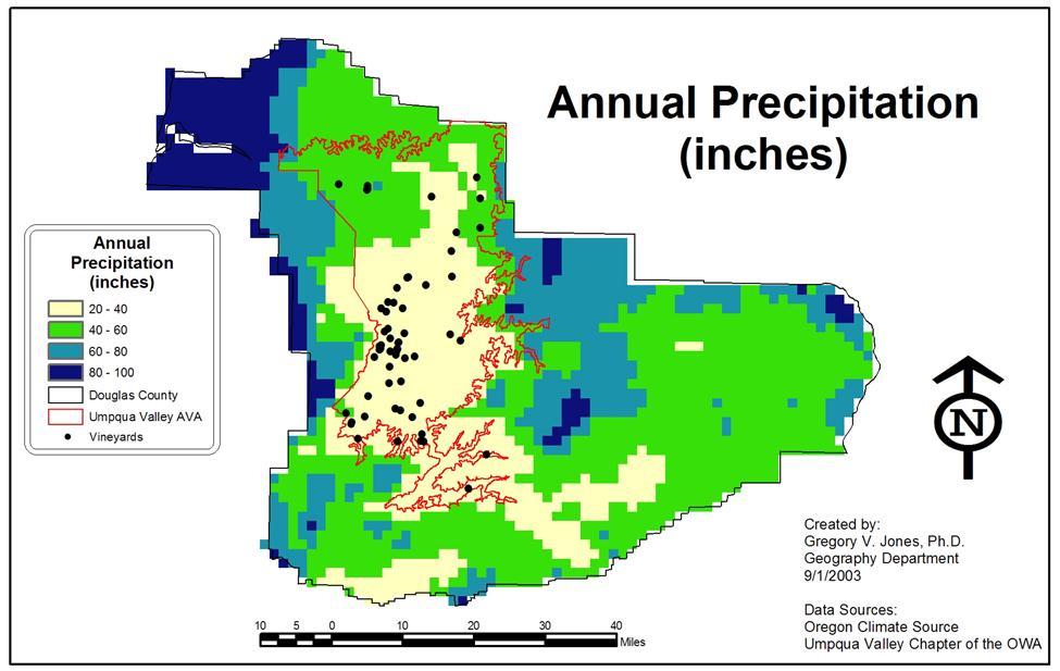 Figure 4 Annual Precipitation for the Umpqua