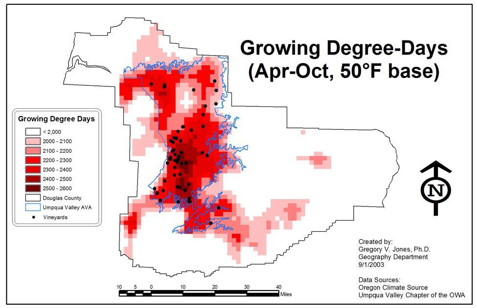 Figure 5 Growing degree-days for the Umpqua Valley