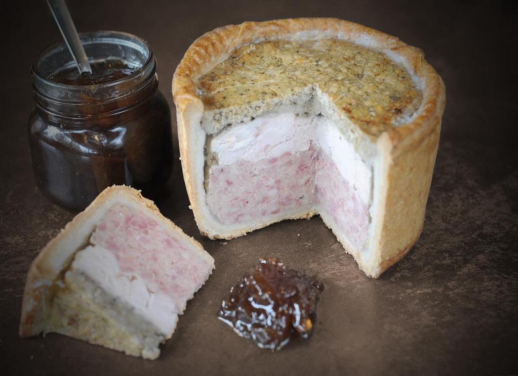 2kg A base layer of prime Red Tractor pork pie meat, succulent