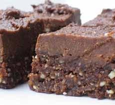 Cherry Fudgy Brownies 1 cup almonds ½ cup cashews ½ cup walnuts 1 cup dates (soaked 30 minutes and drained) ½ cup dried cherries ¼ cup cocoa or cacao powder Place almonds, cashews and walnuts into a