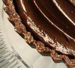 Chocolate Pudding Pie 1 cup almonds ½ cup sunflower seeds 1 cup dates (soaked 30 minutes and drained) ¼ cup desiccated coconut ¼ cup cocoa or cacao powder water as needed Place almonds and sunflower