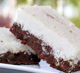 Peppermint Squares 1 cup walnuts 1 cup dates (soaked 30 minutes and drained) ¼ cup cocoa or cacao powder Place walnuts into a food processor and process until broken down into a bread crumb like