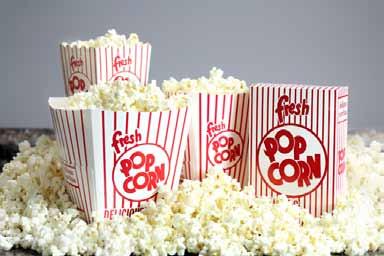 Popcorn Boxes, Tubs and Scoops An American original, our classic popcorn boxes feature automatic bottom setup with one size sporting a handled top for take-home sales.