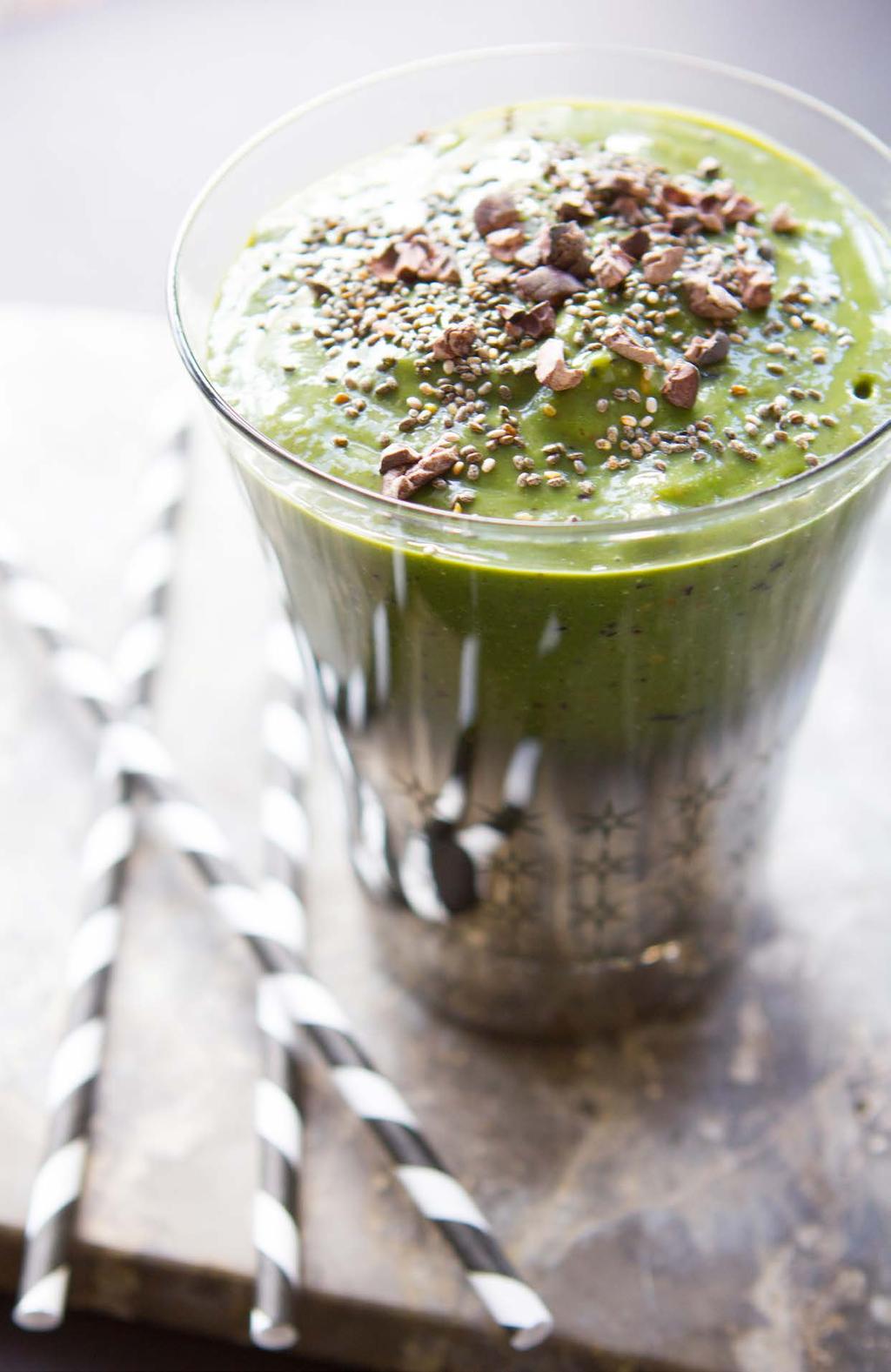 13. MICROGREEN MUNCHER 2 cups kale 1 cup spinach 1 large handful microgreens 1 apple ½ frozen