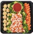 of cooked salad shrimp, imitation crab