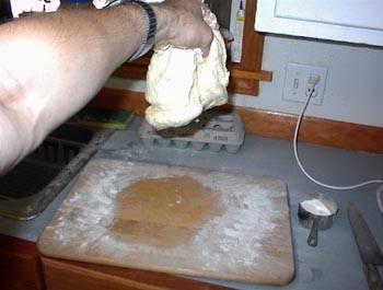 4.Turn dough (dough will be sticky) onto a slightly