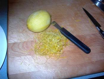 (This lemon peel was done with a zester. I then diced it fine. You can also use a hand grater) 2 teaspoons grated lemon peel 2 Tablespoons butter ¾ C.