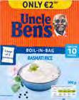 GROCERY UNCLE BEN'S Basmati Boil in the Bag White Rice Flashed 500g x 9 UNCLE BEN'S Basmati Boil in the Bag Rice White Long Grain / Wholegrain Flashed 500g x 12 1.