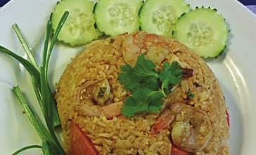 95 Stir fried Jasmine rice with crab meat, egg, tomato, onion,